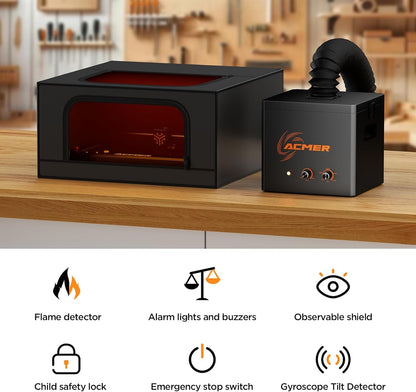 ACMER 33W Laser Engraver Machine, 33000Mw Laser Cutter & Engraving Machine, 420×400Mm Work Area for Stainless Steel, Metal, Wood, Acrylic, Leather, DIY Projects