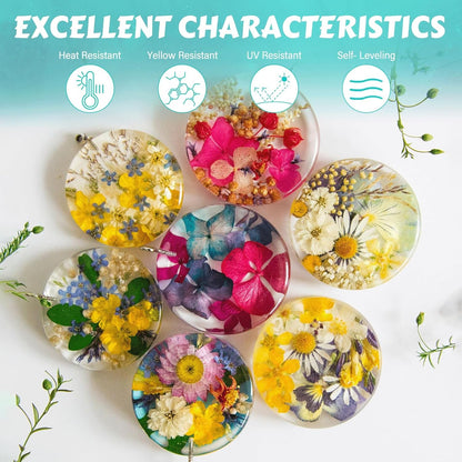 8OZ Epoxy Resin Jewelry Making Kit - No Yellowing, No Bubbles, Easy Mix 1:1, Crystal Clear Resin Kit with Silicone Mold & Resin Supplies for DIY Craft Jewelry