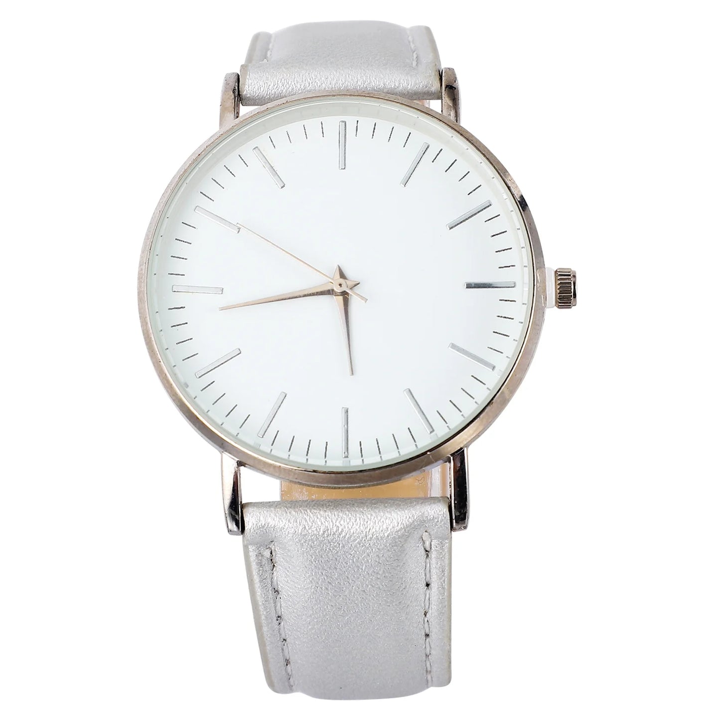 1 Pc Silver Watches PU Wristwatch Modern Watch Creative Couple Watches