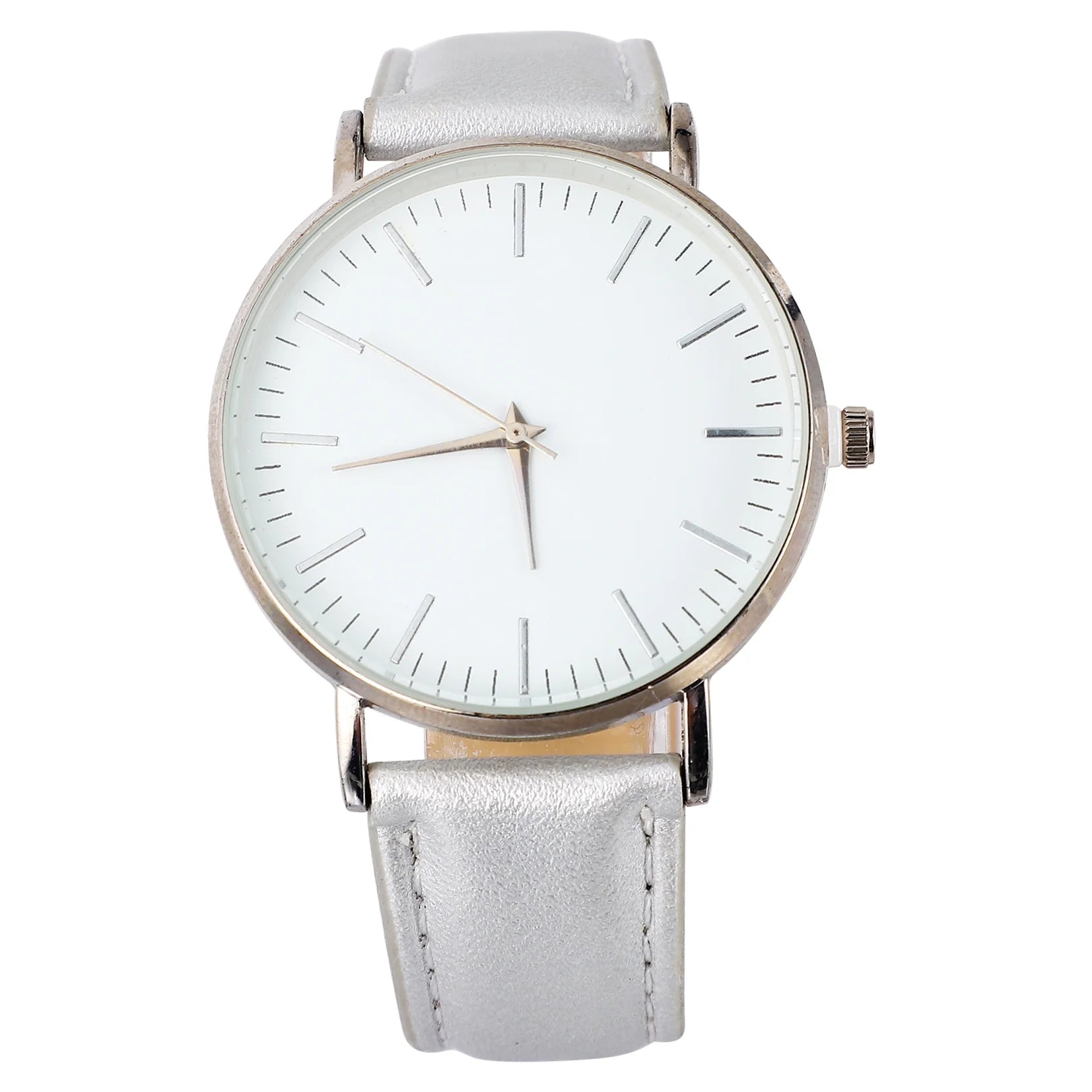 1 Pc Silver Watches PU Wristwatch Modern Watch Creative Couple Watches
