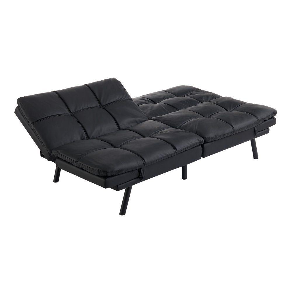 Memory Foam Futon, Black Faux Leather