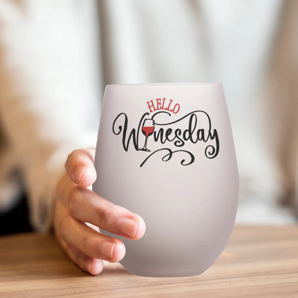 Wholesale 17 OZ Sublimation Glass Wine Cups Bulk Frosted White 12 Pack & 36 Pack & 72 Pack