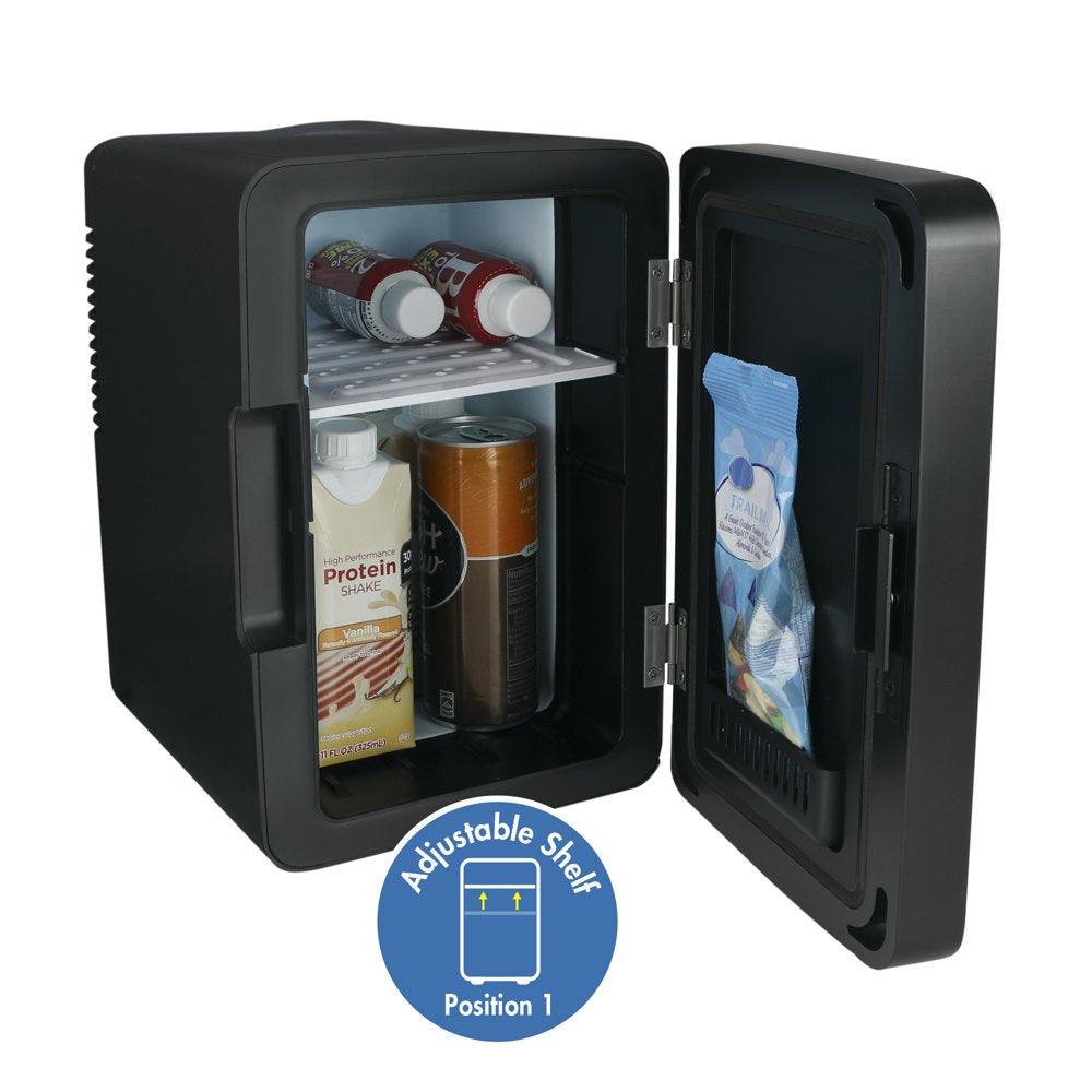 LED Lighted Mini Fridge with Glass Door, New, Black, Standard Hinge Door, 7.7Inx10.6Inx11.7In,