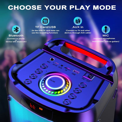Party Speaker, Portable Bluetooth Speaker with 2 Microphone, Stereo Bass Speaker for Christmas Party