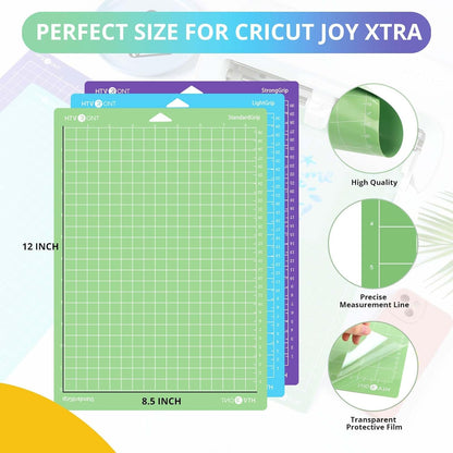 Cutting Mats Compatible with Cricut Joy Xtra, 3 Pack Cutting Mats 8.5"X12"(Standardgrip, Lightgrip, Stronggrip), Variety Adhesive Reusable Accessories Compatible with Cricut Joy Xtra