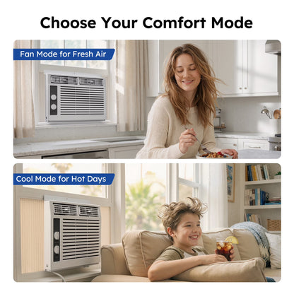 5,000 BTU Window Air Conditioner, Cools up to 150 Sq Ft, Knob,2 Cooling Modes,Without Remote Control, White