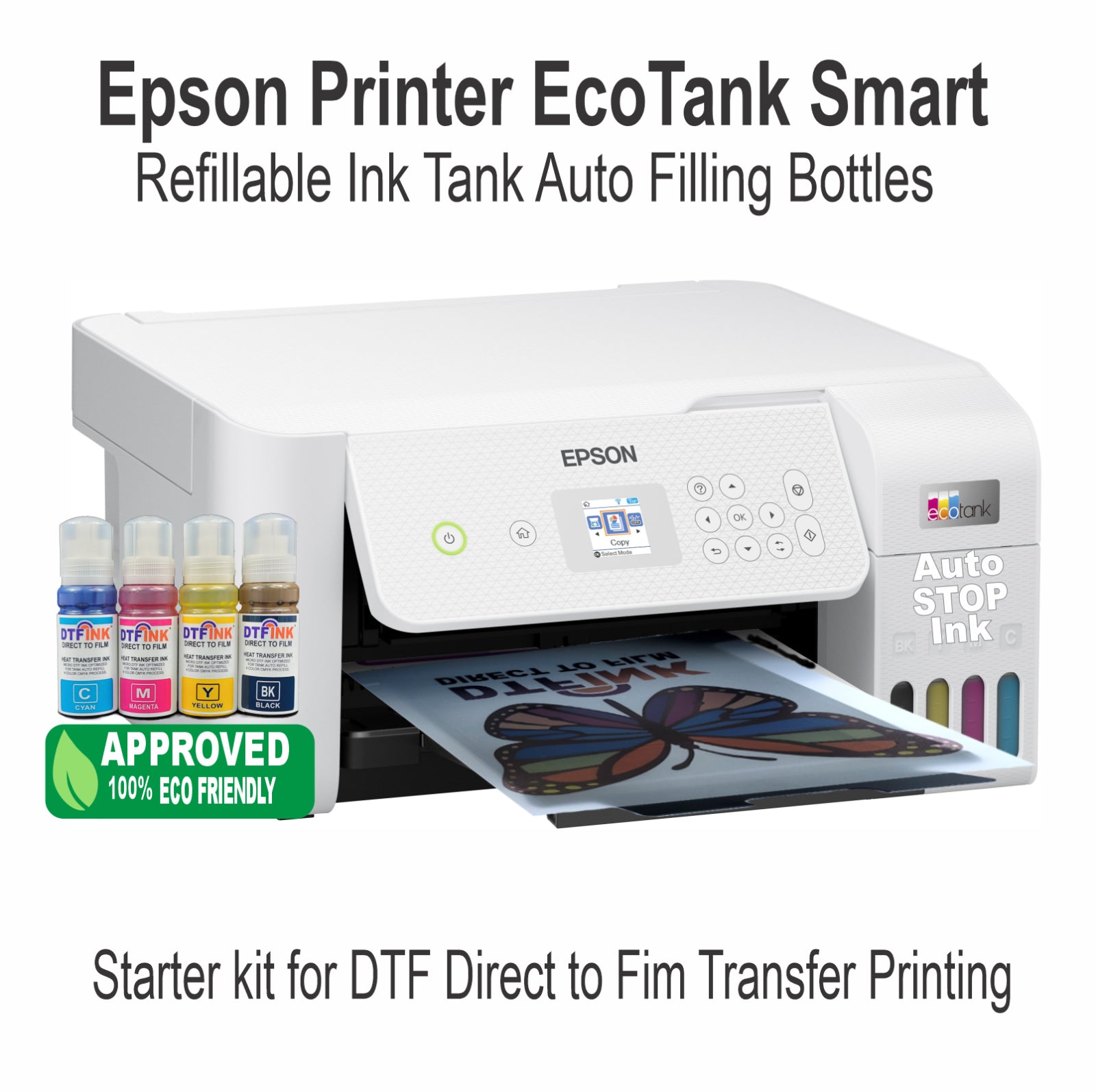 Epson Printer with DTF Ink + Heat Press 15"X15" Printing Heat Transfer T-Shirt