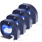4PK 12Mm 4M Black on White Plastic Label Tape Compatible for Dymo 91331 91201 91221 59422 S0721660 Letratag Printer