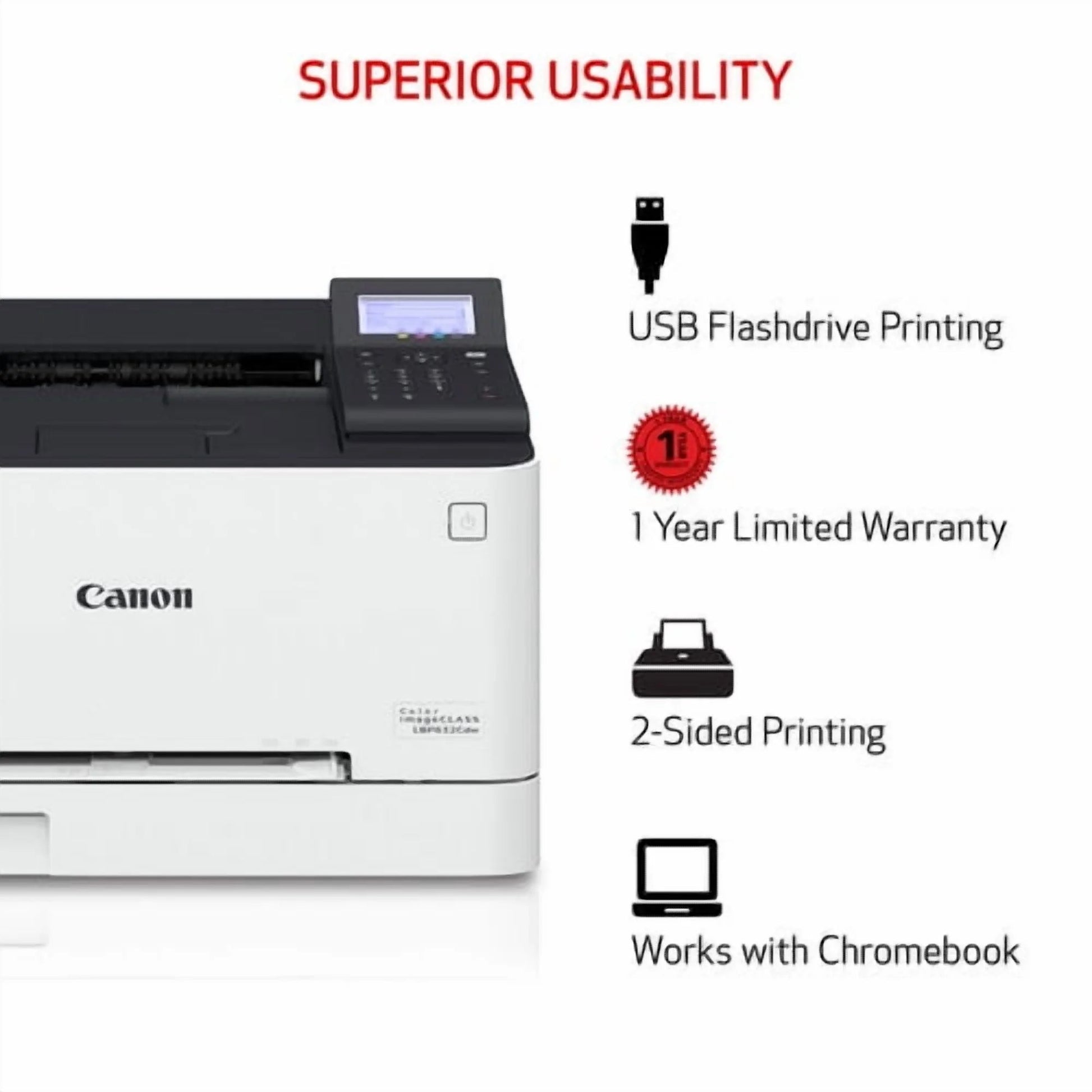 Canon LBP632CDW - Laser Color Printer Wireless, Mobile Ready Duplex Laser Printer (Manufacturer Reconditioned, 1 Year Warranty from Canon, Compatible High Yield Toner Cartridge 3,130 Pages)