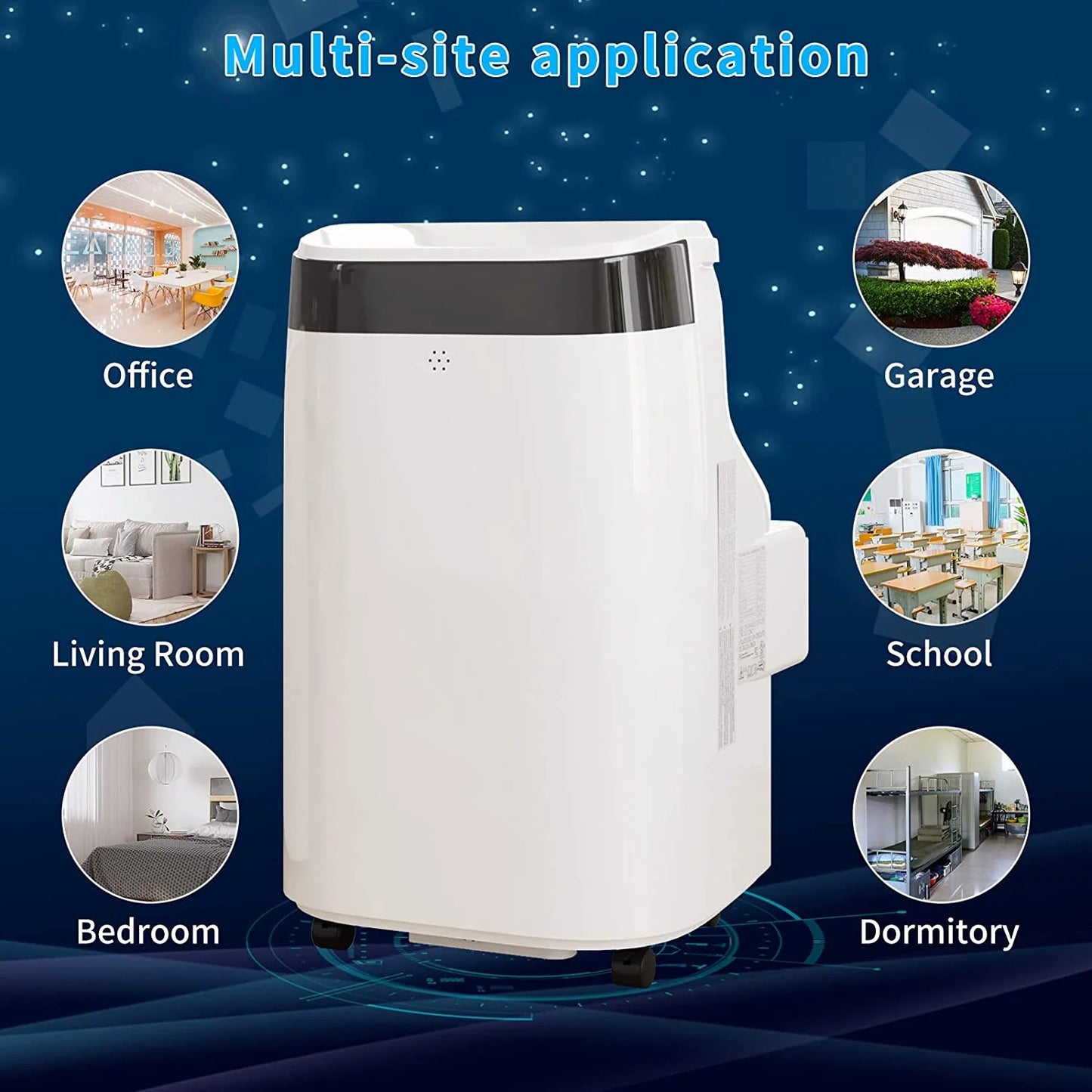 10,000 BTU Portable Air Conditioner, Cools up to 450 Sq. Ft, Multifunctional Floor AC Unit with Dehumidifier, Fan, Auto, Sleep Modes, Remote Control & Window Kit Included, 24H Timer