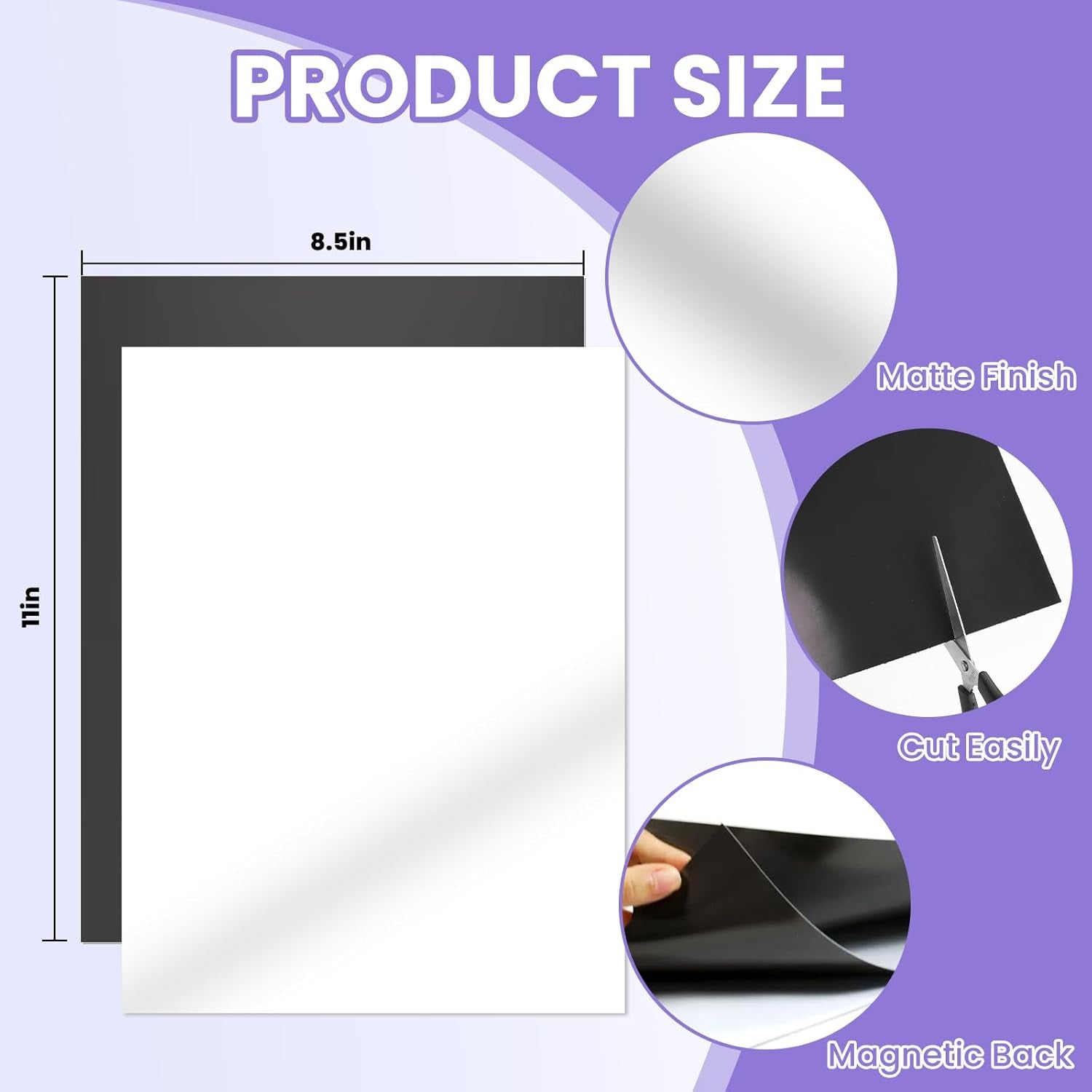 Printable Magnetic Sheets 8.5X11 Inches Matte Magnet Paper Sheet 24 Pcs Non Adhesive Magnetic Paper for Inkjet Printers, Flexible Magnet Photos for DIY Crafts