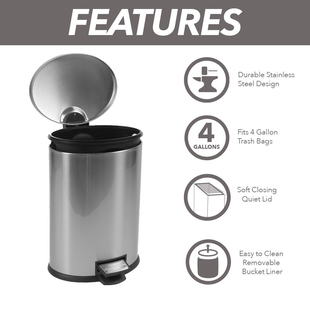 3.1-Gallon Stainless Steel Garbage Can