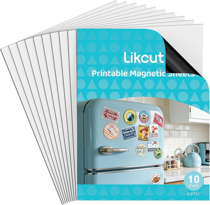 Likcut Printable Magnetic Sheets for Inkjet Printer, 8.5"X11" Flexible Magnetic Paper Sheets for Create Custom Magnets, DIY Crafts, Photo, Fridge Magnets, Cruise Ship Essentials, Labels, 10 Sheets