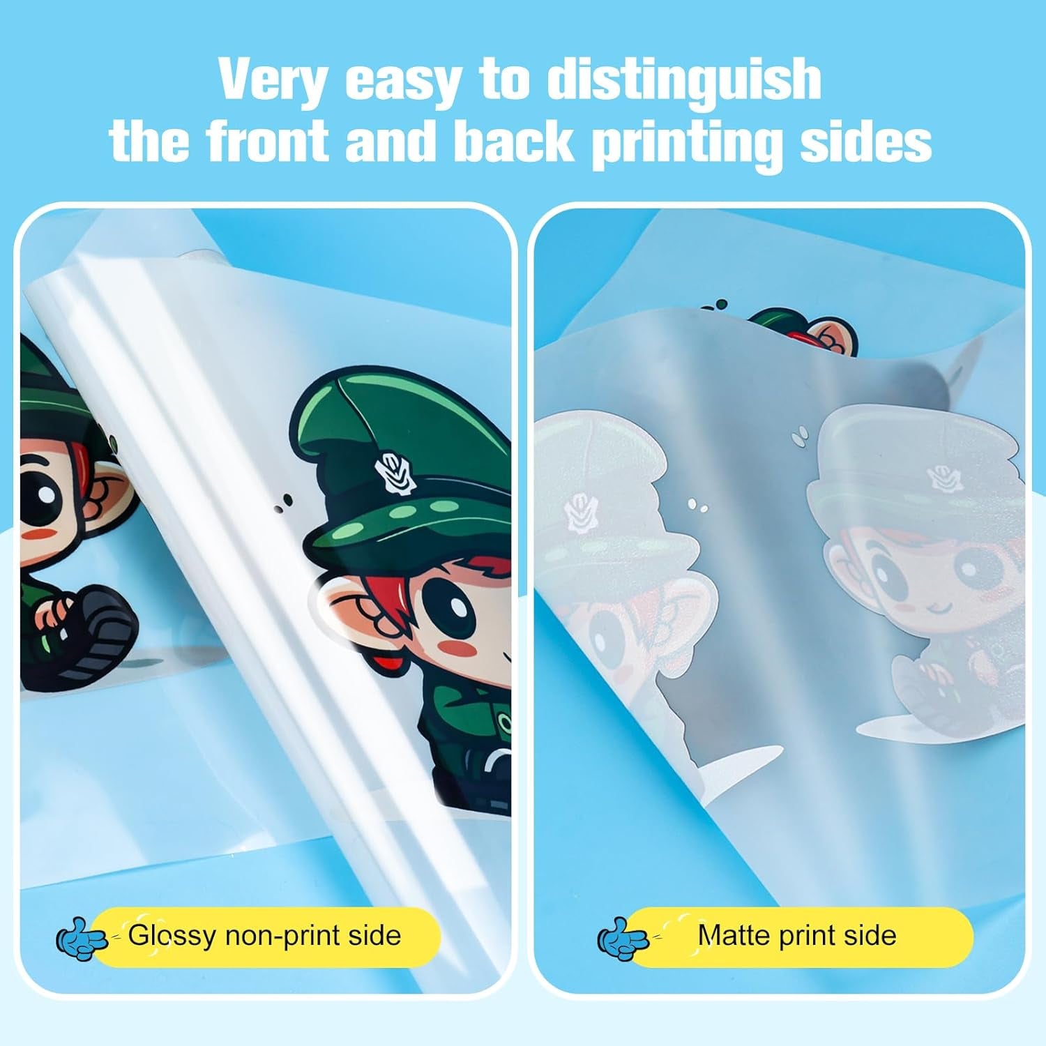 Yamation DTF Transfer Film Glossy: 8.5" X 11"Inch 50 Sheets PET Paper Glossy Clear Cold Peel Direct to Film Transfer Film for Tshirt