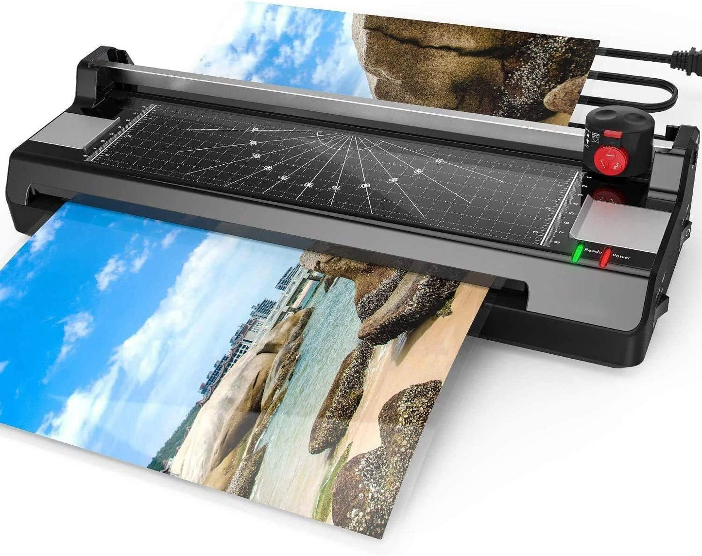 Laminator Machine for A3/A4/A6, YE381 13Inch Thermal & Cold Laminating Machine for Home Office School Teacher Use with 50 Pouches, Paper Trimmer and Corner Rounder | YE381 Thermal & Cold Laminating Machine for Home Office School Teacher Use , Built in Paper Trimmer and Corner Rounder