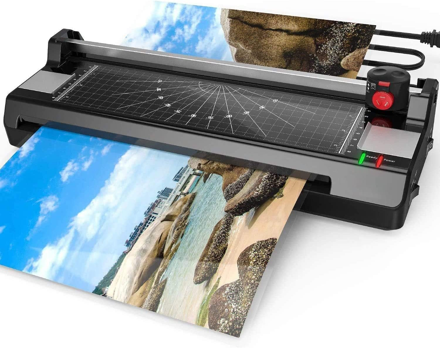 Laminator Machine for A3/A4/A6, YE381 13Inch Thermal & Cold Laminating Machine for Home Office School Teacher Use with 50 Pouches, Paper Trimmer and Corner Rounder | YE381 Thermal & Cold Laminating Machine for Home Office School Teacher Use , Built in Paper Trimmer and Corner Rounder