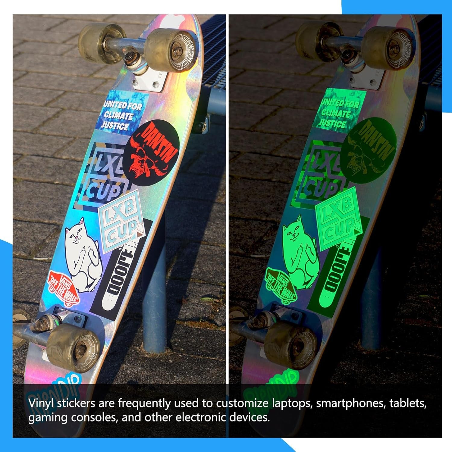 Printable Vinyl Sticker Paper for Inkjet Printer, Glow in the Dark Vinyl Inkjet Printable Sticker Paper, 8.26" X 11.69" A4 Size for Scrap-Booking, Craft Cutters, Home Decor, 14 Sheets/Pack