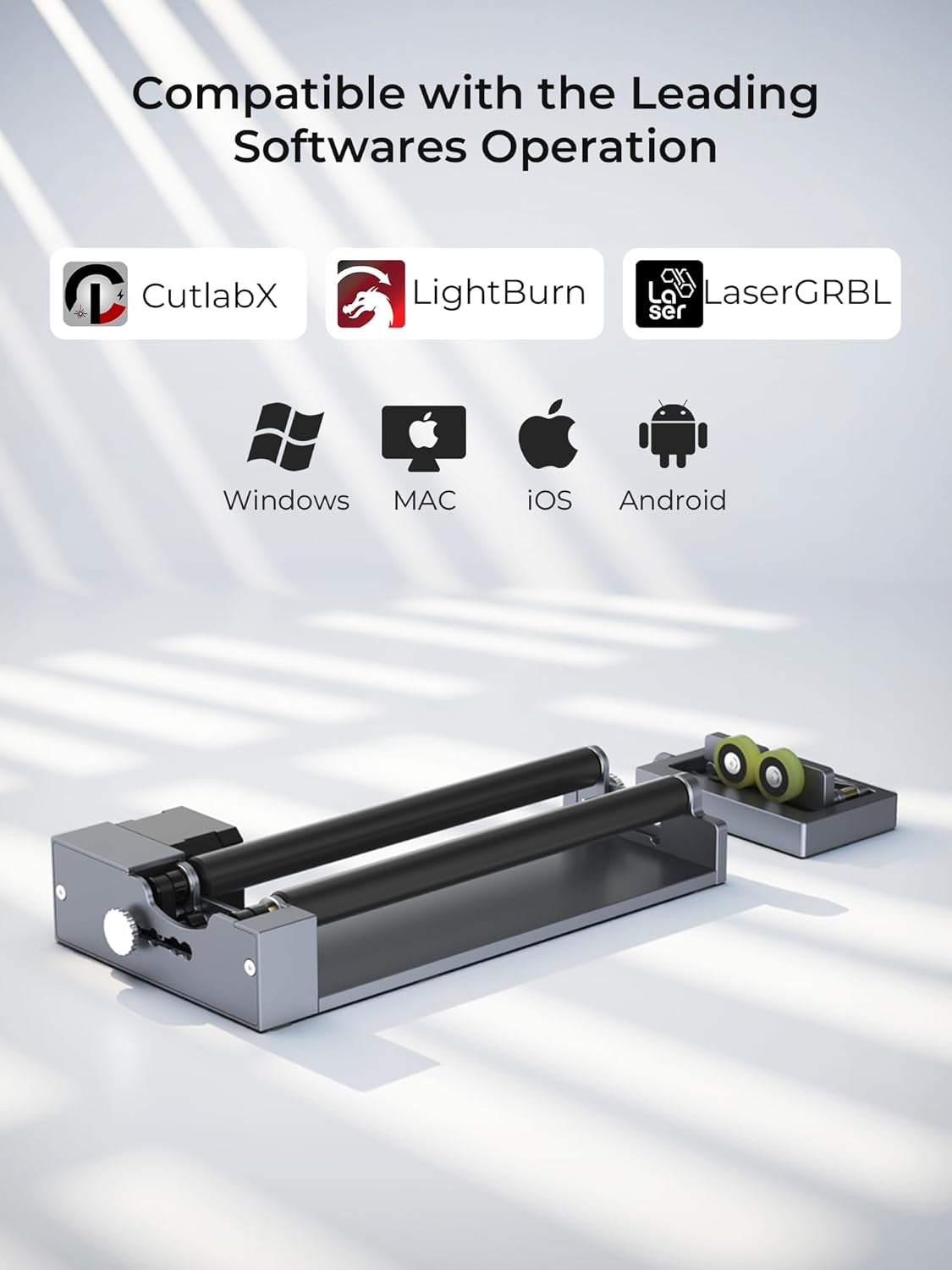 Rotary Roller with Bracket, Y-Axis Rotary Roller 360° Rotation for Cylindrical Objects, Tumbler, Cups, Bottles, Pens, Wine, Laser Rotary Aattachment for Carverall Laser Engraver and Cutter