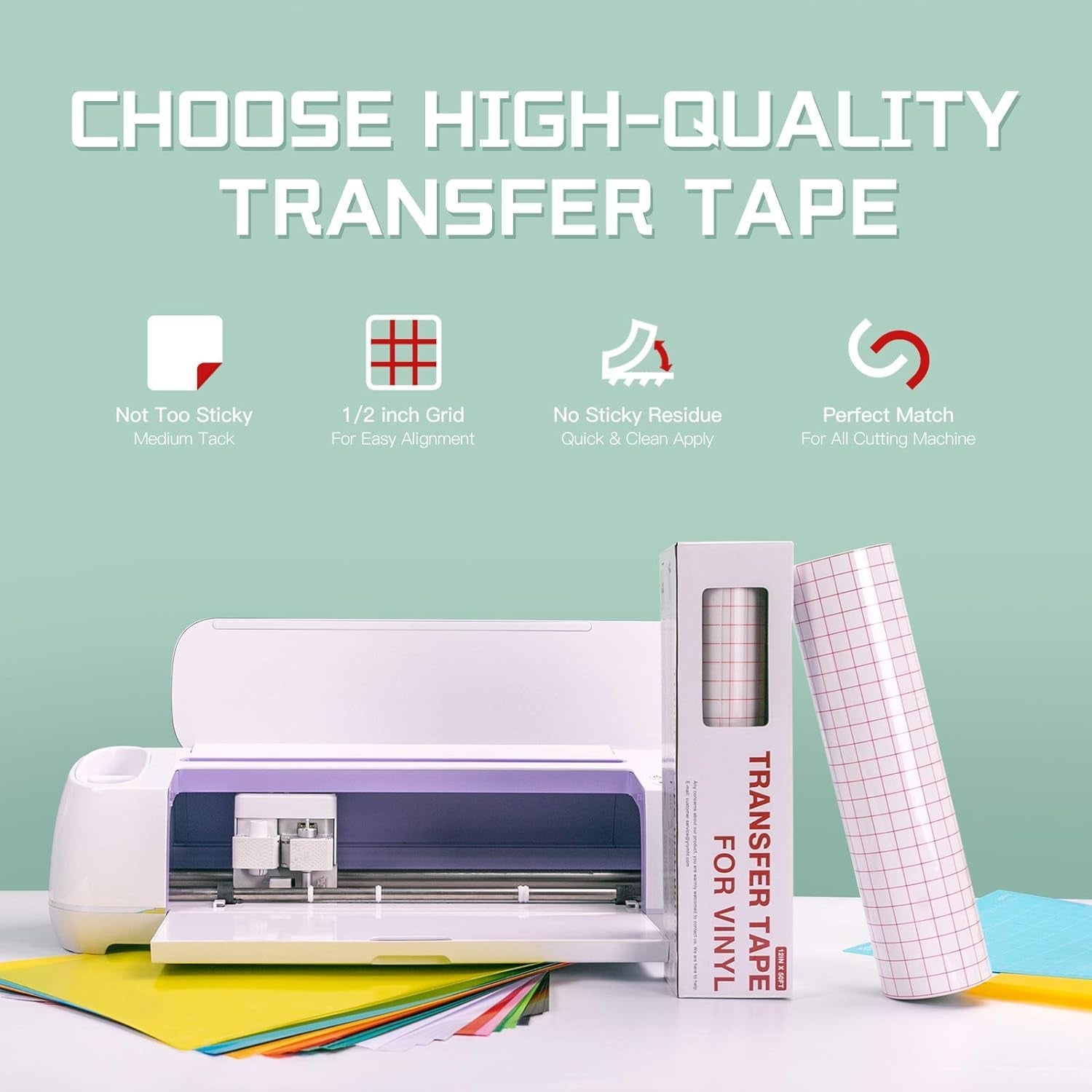 Loklik Cutting Machine 2 & Permanent Vinyl Bundle 2 Pack 12 Inch by 5 Feet & Transfer Paper Tape Roll 12 X 50 FT