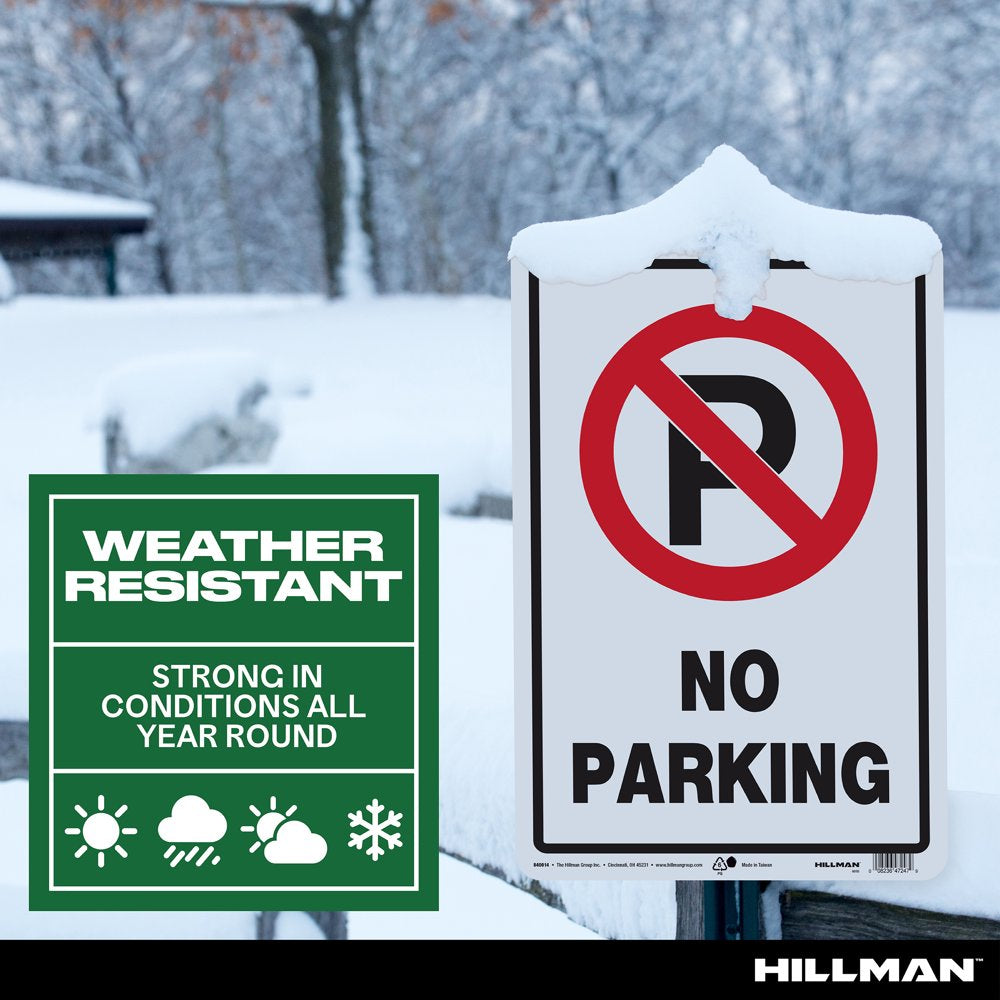 No Parking Sign, Plastic, 18" X 12", Red and Black