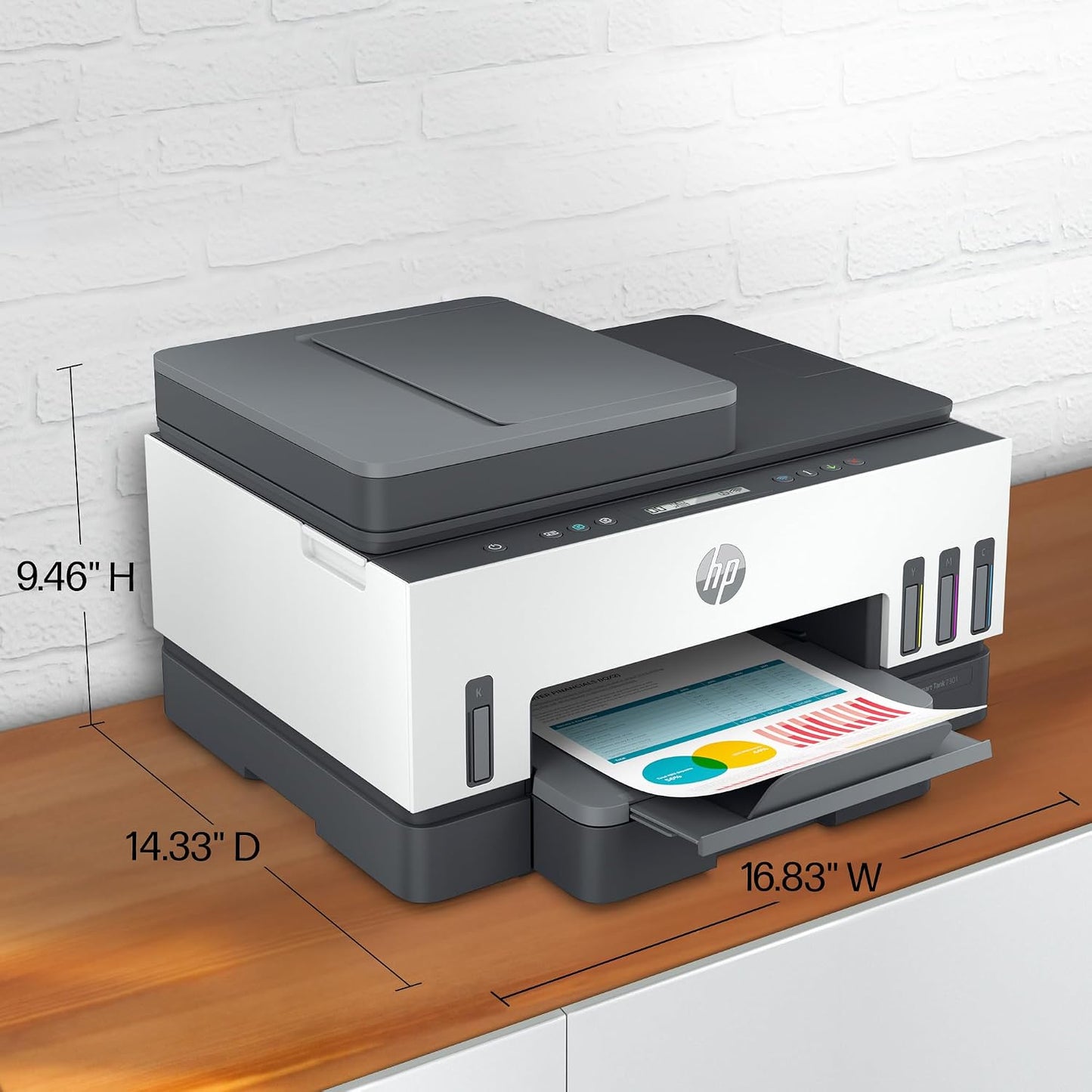 HP Smart Tank 7301 Wireless All-In-One Ink Tank Printer, Scanner, Copier with 2 Years of Ink Included, Best-For-Home Office, Cartridge-Free Refillable, Ai-Enabled (28B70A)