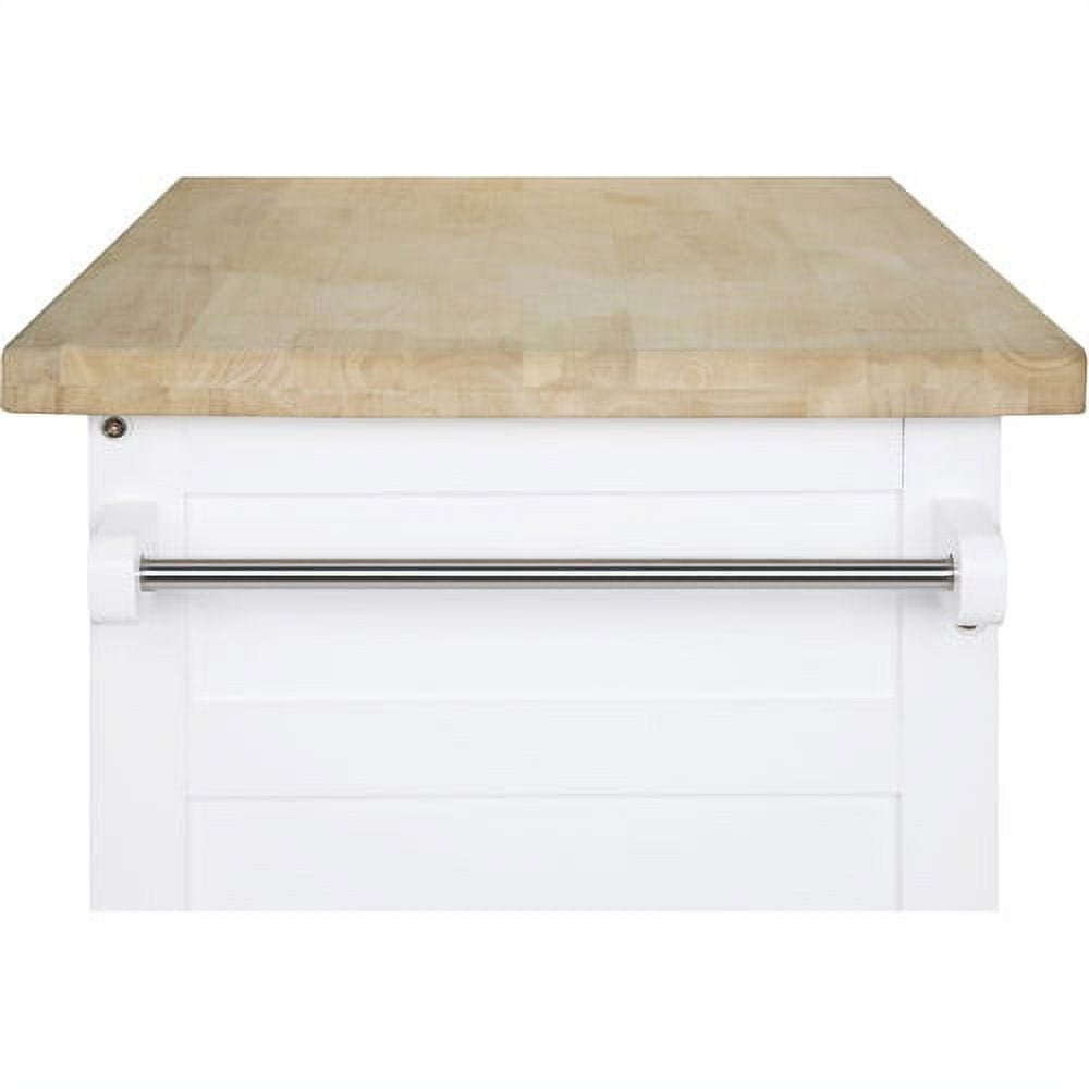 Kitchen Island Cart with Drawer and Storage Shelves, White