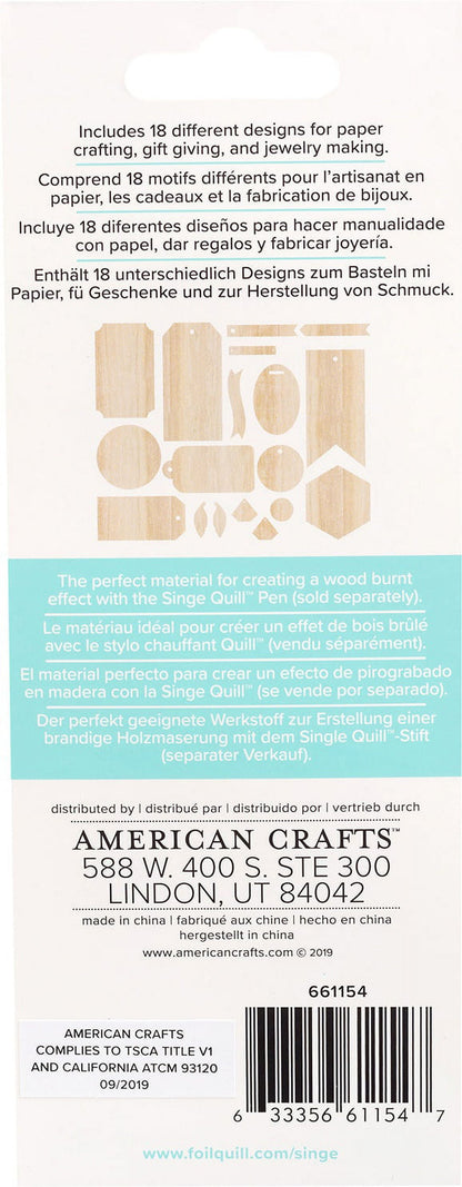 Singe Quill Veneer Ephemera 18/Pkg-Assorted Shapes