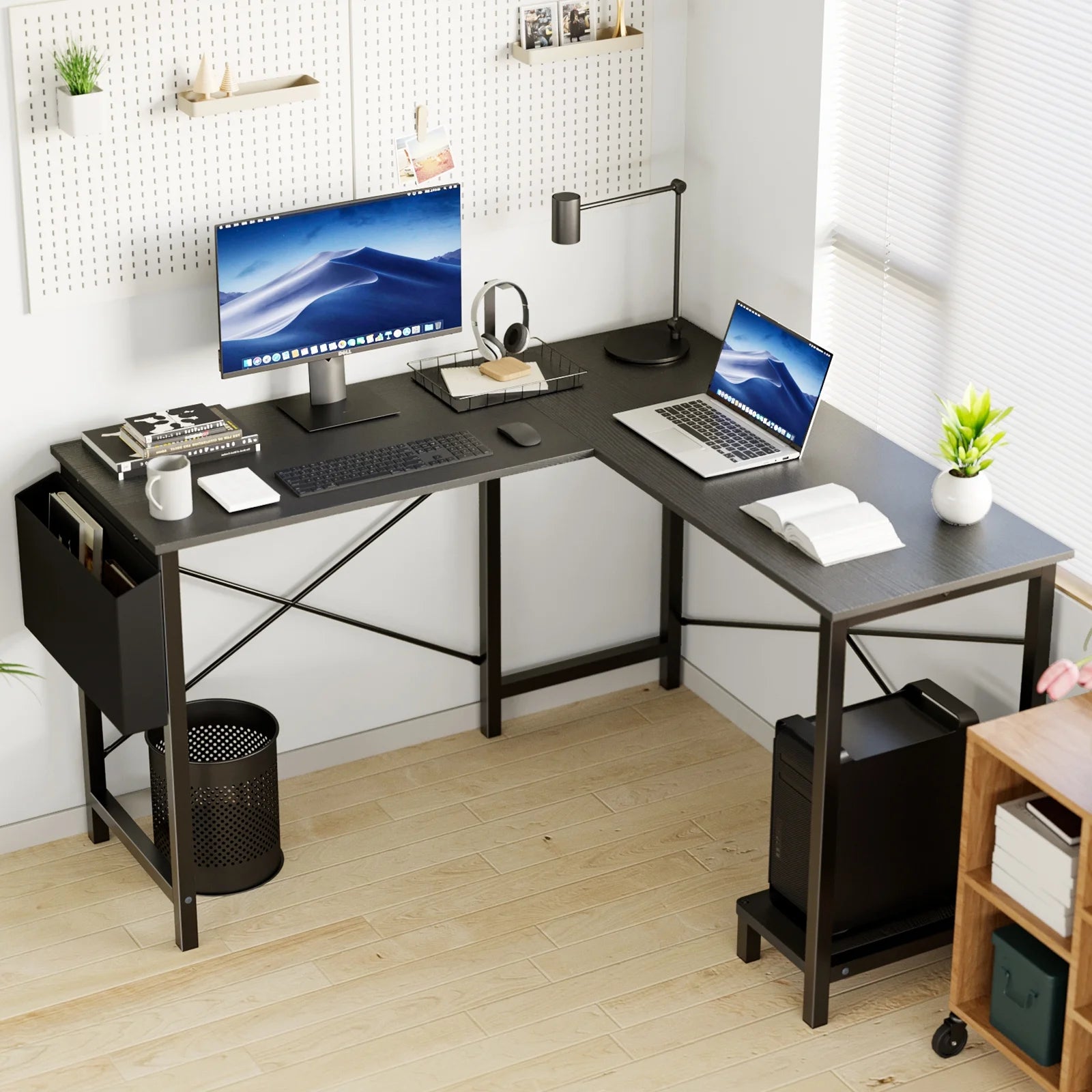 50 Inch L Shaped Computer Desk with CPU Stand, Corner Gaming Desk for Home Office