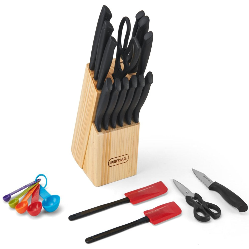 Classic 23 Piece Never Needs Sharpening Dishwasher Safe Stainless Steel Cutlery and Utensil Set in Black