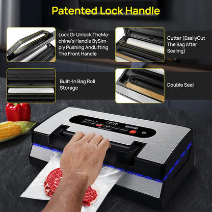 SEATAO VH5188 Vacuum Sealer, 90Kpa Multifunctional Food Vacuum Sealer, Dry , Wet , Food Three Modes