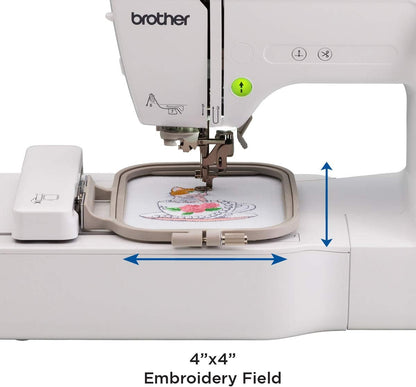Brother PE535 Embroidery Machine, 80 Built-In Designs, 4" X 4" Hoop Area, Large 3.2" LCD Touchscreen, USB Port, 9 Font Styles