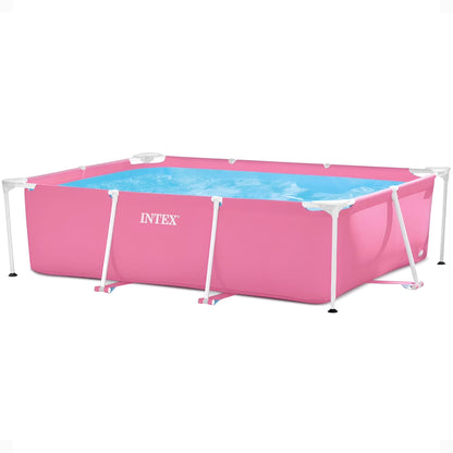 Rectangular Metal Frame 7Ft X 23In above Ground Swimming Pool, Pink