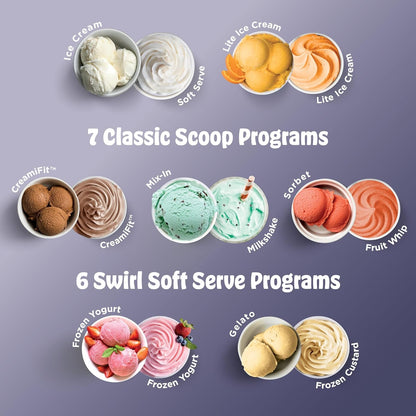 Ninja Creami Scoop & Swirl Ice Cream Maker, Soft Serve Desserts, Sorbet, Milkshakes, Frozen Yogurt and More, 13-In-1 Programs, Includes Handle and Two 16 Oz 2-In-1 Pints, NC701