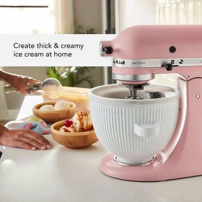 2-Qt Ice Cream Maker Attachment for Select  Tilt-Head Stand Mixers, White