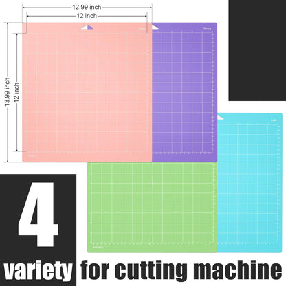 Lzerking Cutting Mat 4 Pack, Compatible with Maker/Maker 3/Air/Air 2 Accessories and Supplies Variety Replacement with Scraper Pick Needle Standard Light Strong Frabic Cut Pads Cricket Cards