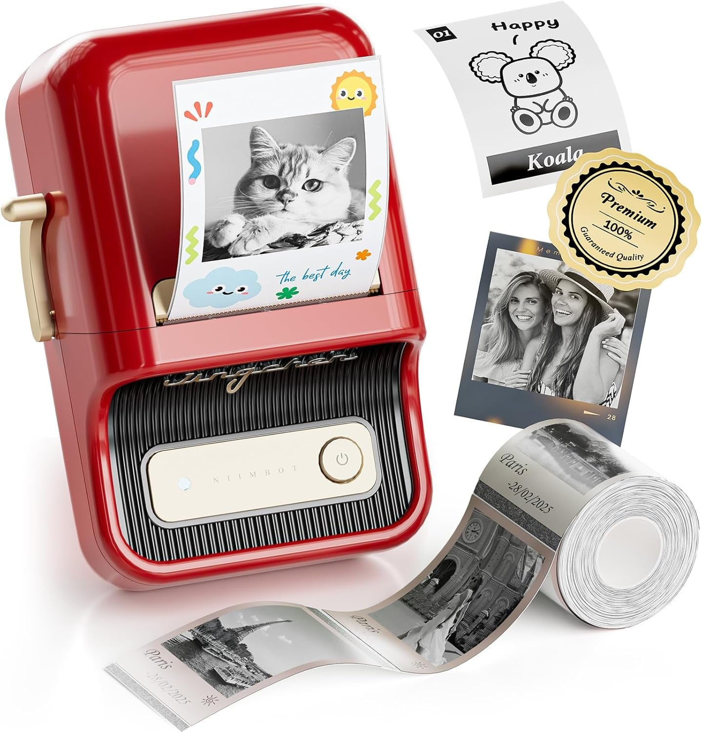 NIIMBOT B21 Pro Label Maker, 300DPI HD Label Printer, Ideal for Notes,Photos, Study Graphics, Memo Maker,50X30Mm Label(Red)