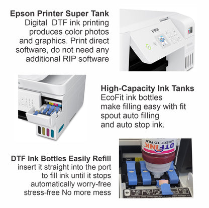 Epson Printer with DTF Ink + Heat Press 15"X15" Printing Heat Transfer T-Shirt