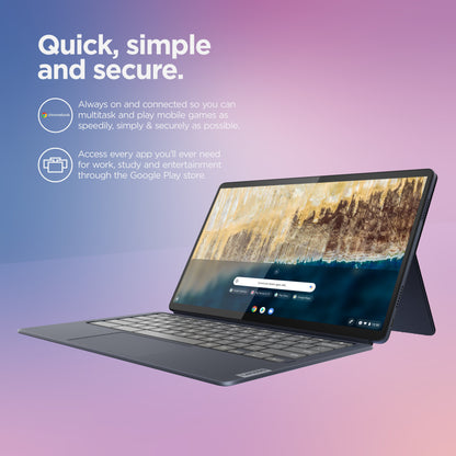 Ideapad Duet 5 Chromebook Laptop, 13.3" FHD OLED Touchscreen, Qualcomm Snapdragon SC7180, 4GB RAM, 128GB SSD, Abyss Blue, 82QS0001US