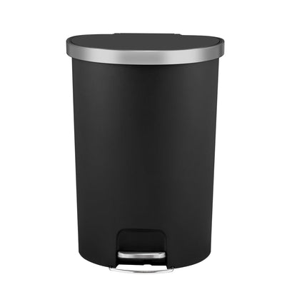 14.5-Gal Plastic Semi round Kitchen Step Trash Can, Black