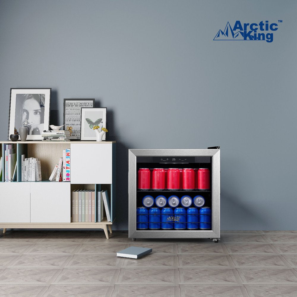 48-Can Beverage Fridge & Cooler with Electrical Control, Stainless Steel Look, ARV48B1AST