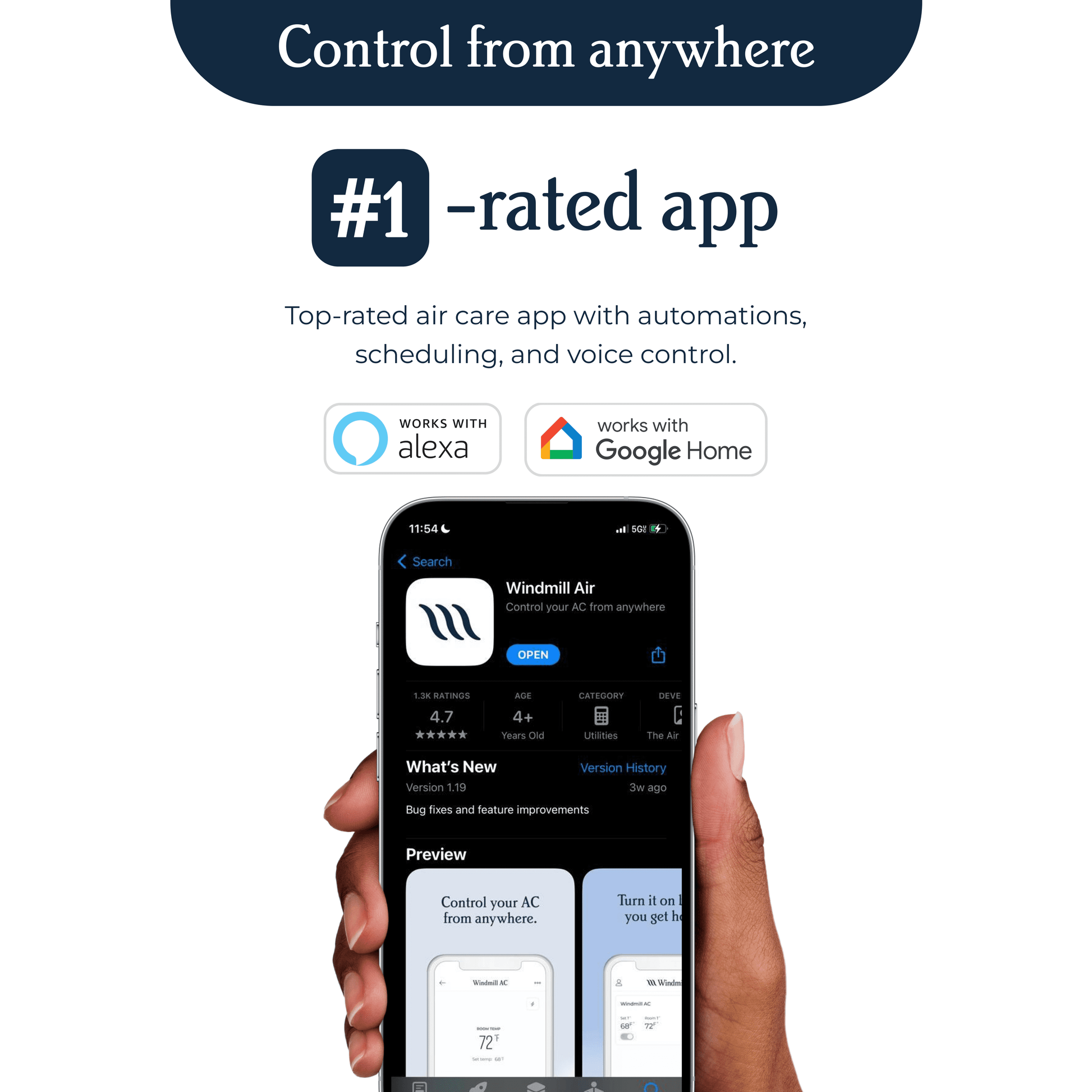 6,000 BTU Window Air Conditioner - Quiet & Smart, Cools up to 250 Sq. Ft. - #1 Easy Install No Assembly, App/Wi-Fi, Voice-Enabled, Remote Control, 2X Insulation, White