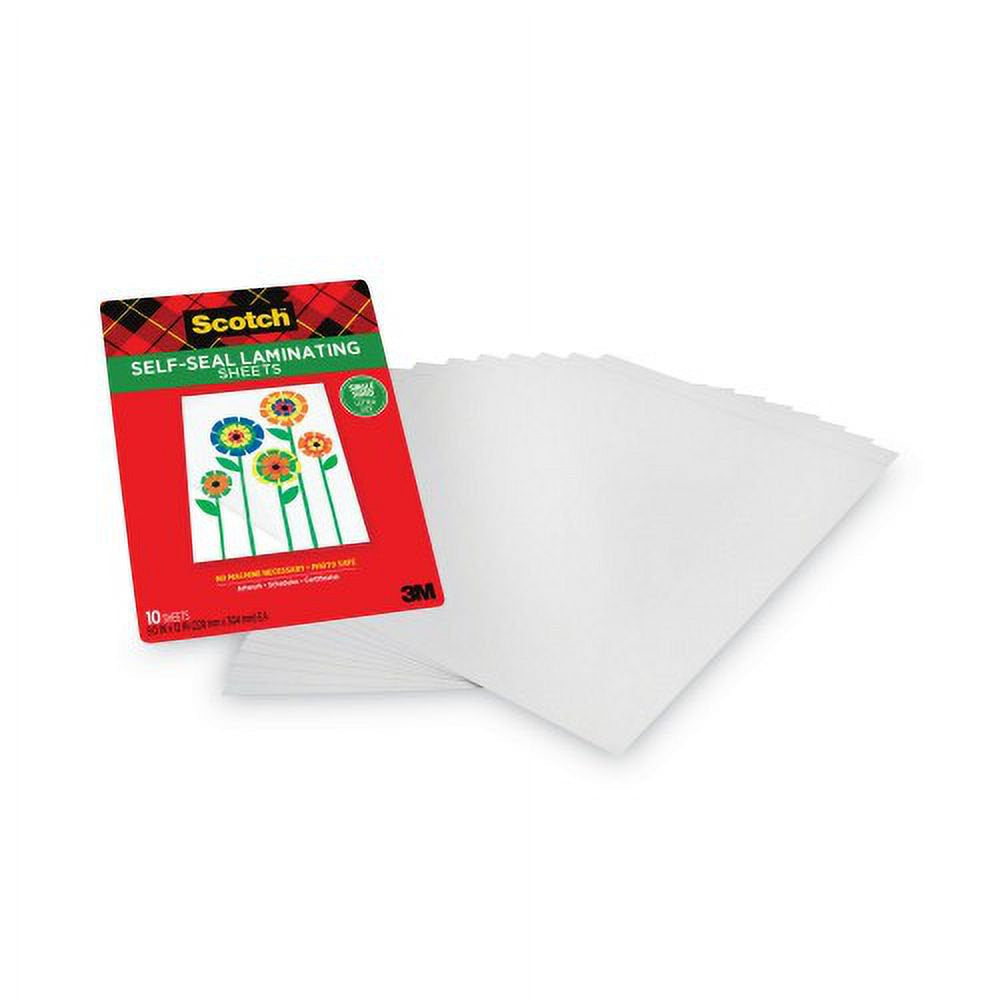 Self-Sealing Laminating Sheets, 6 Mil, 9.06" X 11.63", Gloss Clear, 10/Pack