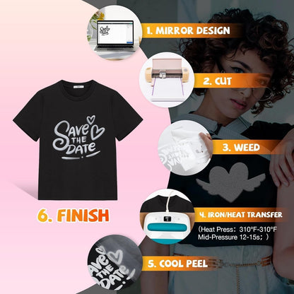 Vinylrus White Puff Vinyl Heat Transfer 3D -12” X 6Ft Puff Iron on Vinyl for T-Shirt, Puff HTV Vinyl Roll for Silhouette Cameo, or Maker, Easy to Cut and Weed