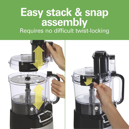 Stack and Snap Food Processor with Big Mouth, 10 Cup Capacity, Black and Stainless, 70723