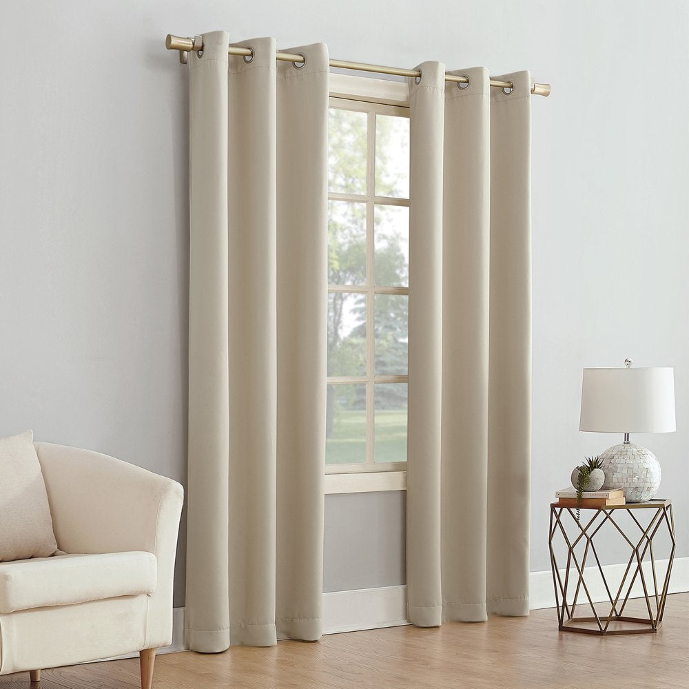 Blackout Energy Efficient Grommet Single Curtain Panel, 40"X84", Beige