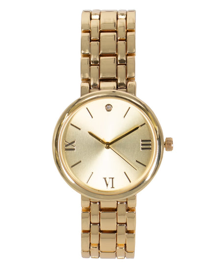 Women'S Gold Tone round Watch and Bangle Bracelet Set, 2-Piece