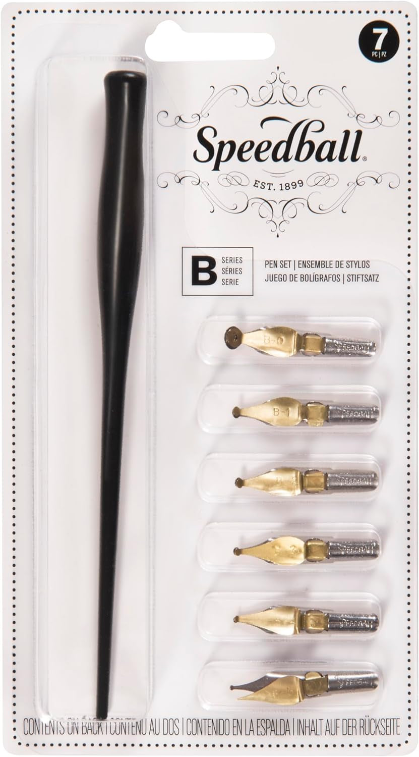 Speedball B-Series Lettering Pen Set - 1 Penholder W/ 6 Nibs