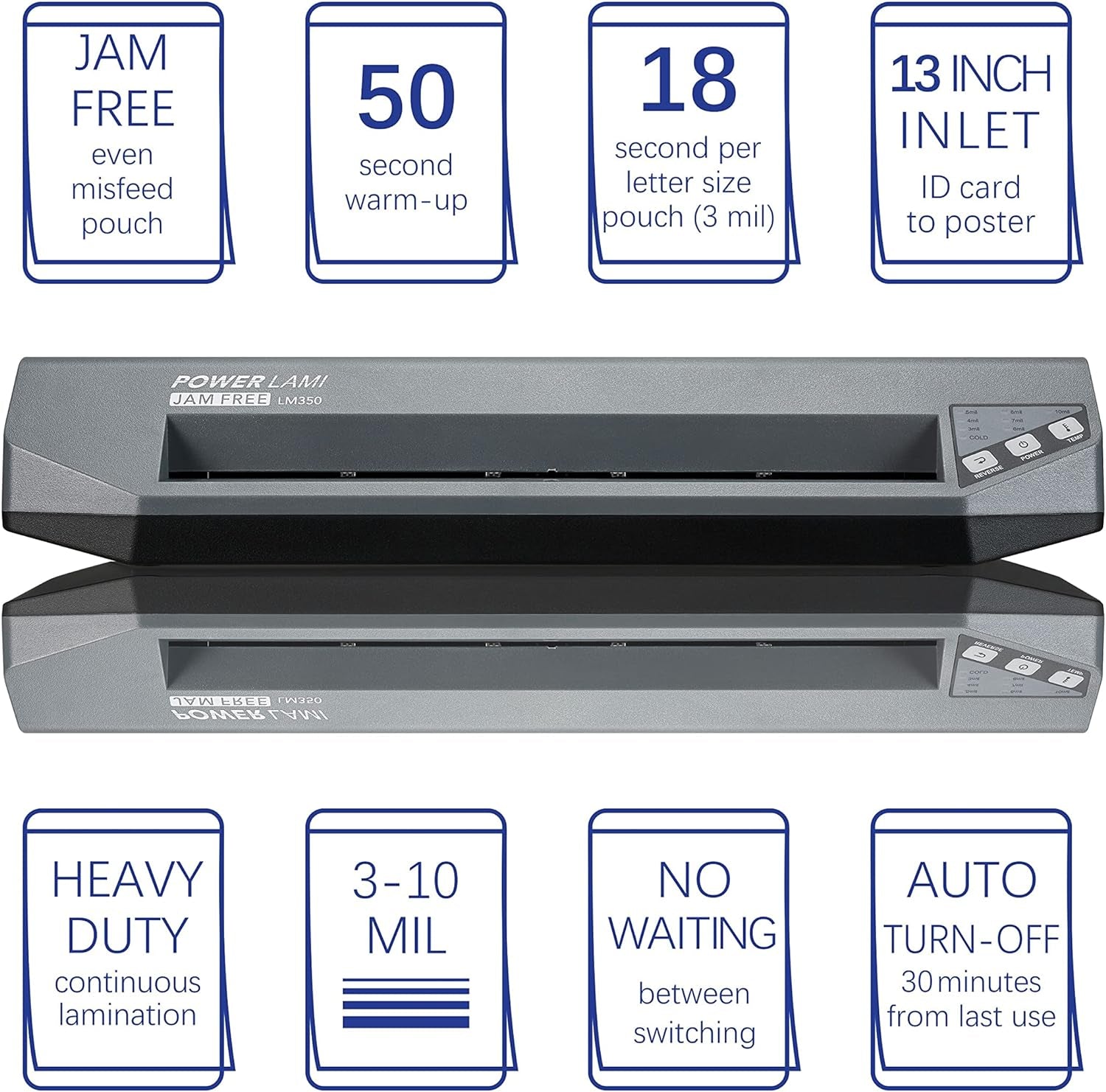 SINCHI Never Jam, 48-Second Warm-Up, 3-10 Mil, 13" Laminator & 3 Mil 200 Pack & 5 Mil 100 Pack Laminating Sheets