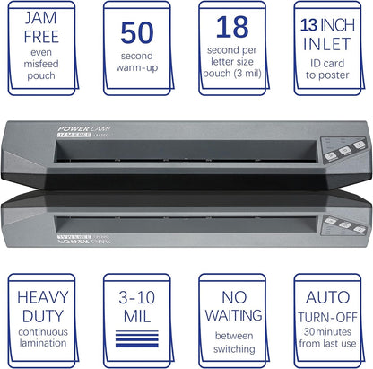 SINCHI Never Jam, 48-Second Warm-Up, 3-10 Mil, 13" Laminator & 3 Mil 200 Pack & 5 Mil 100 Pack Laminating Sheets