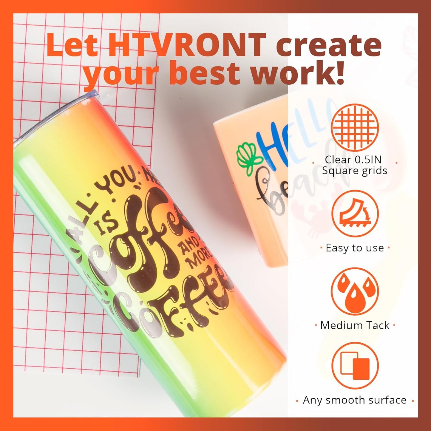 Transfer Tape for Vinyl - 12" X 30 Feet Clear W/Red Alignment Grid Medium Tack Vinyl Transfer Tape Perfect for Cameo Self Adhesive Vinyl for Signs Stickers Decals Walls Doors & Window